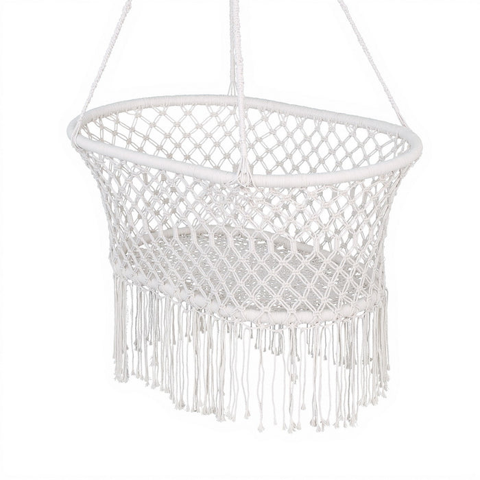 Hammock Chair Cotton Swing Chair Outdoor Indoor Cream