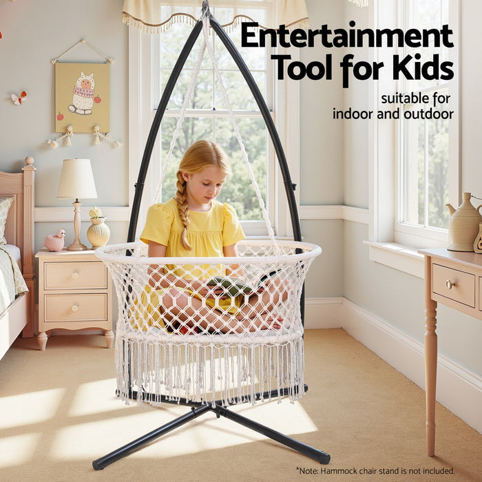 Hammock Chair Cotton Swing Chair Outdoor Indoor Cream