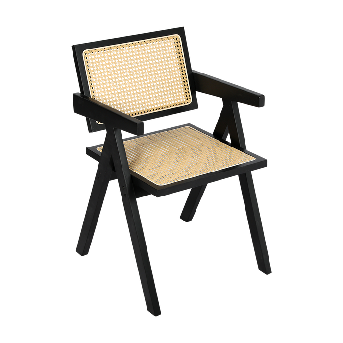 6X Black Wicker Armchair Dining Chair