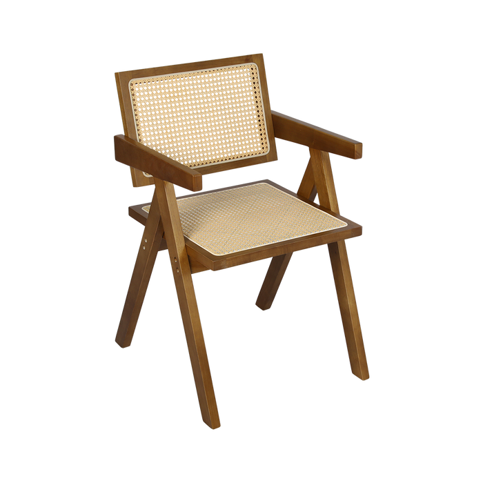 8X Walnut Wicker Armchair Dining Chair