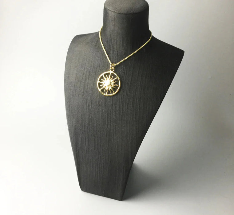 925 Sterling Silver Sun Pendant Necklace Ethnic Style Jewelry For Men & Women