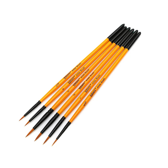 6 Piece Detail Paint Brush Set For Acrylic Watercolour Oil Models And Nails