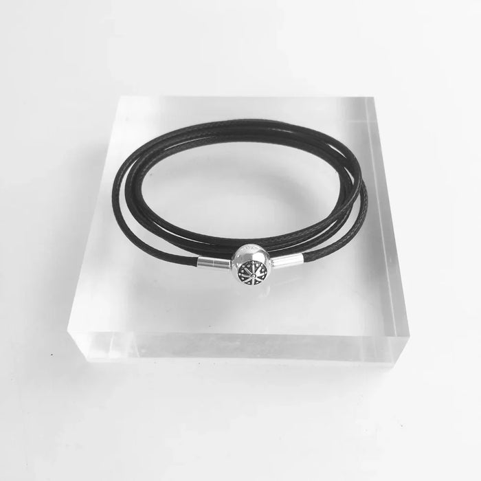 925 Sterling Silver Black Waxed Cotton Necklace Rebel Style Strand Jewelry For Men And Women