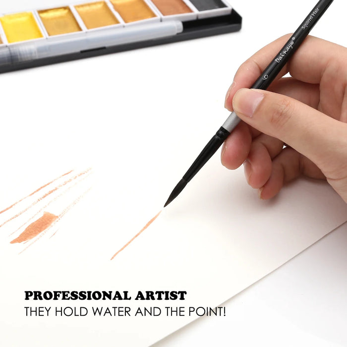 4Pcs Round Squirrel Hair Art Brushes For Watercolour Gouache