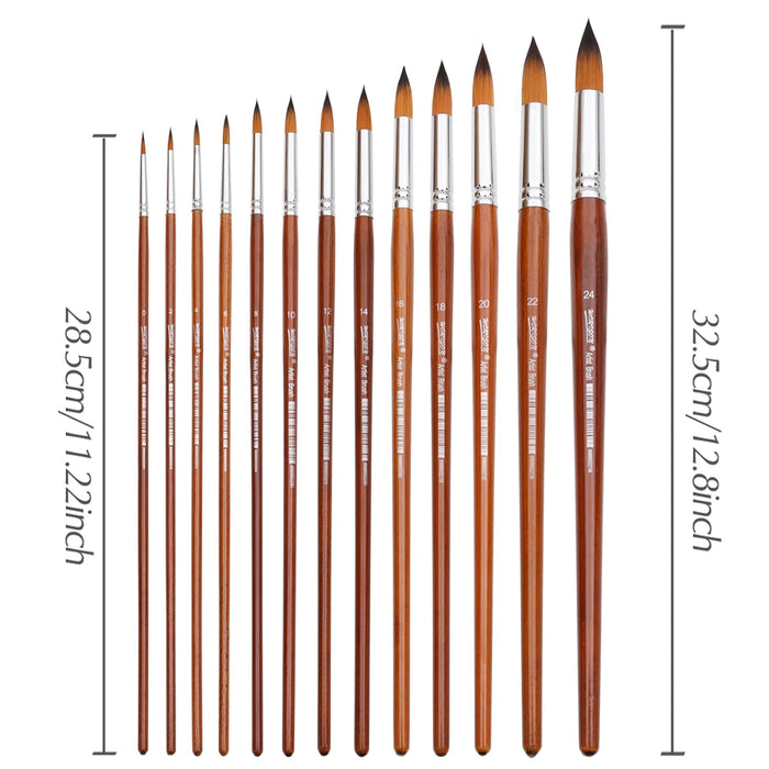 13 Piece Synthetic Nylon Art Brush Set For Acrylic Watercolour And Oil Painting