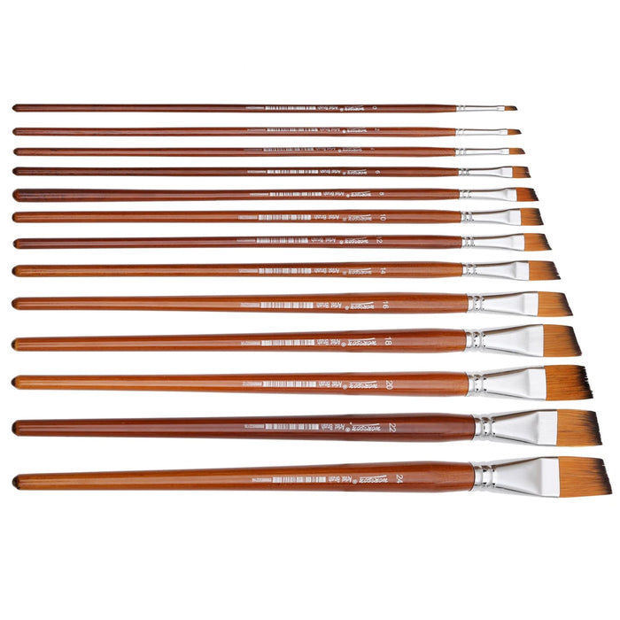 13Pc Angled Paintbrush Set For Watercolour Oil Acrylic