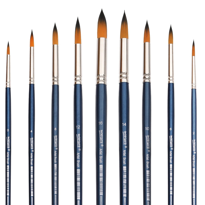 9 Piece Synthetic Nylon Art Brush Set For Acrylic Watercolour And Oil Painting