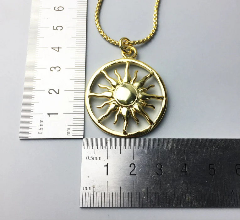 925 Sterling Silver Sun Pendant Necklace Ethnic Style Jewelry For Men & Women