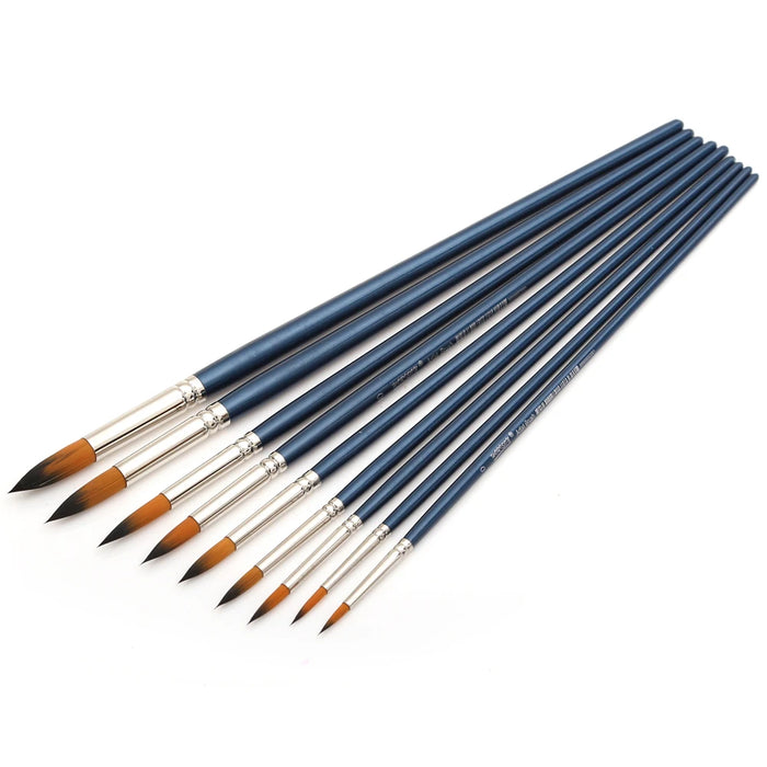 9 Piece Synthetic Nylon Art Brush Set For Acrylic Watercolour And Oil Painting