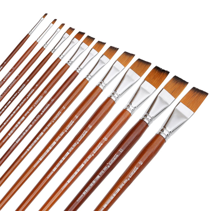 13Pc Angled Paintbrush Set For Watercolour Oil Acrylic