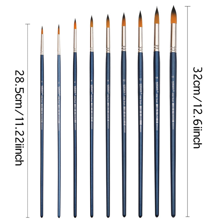 9 Piece Synthetic Nylon Art Brush Set For Acrylic Watercolour And Oil Painting