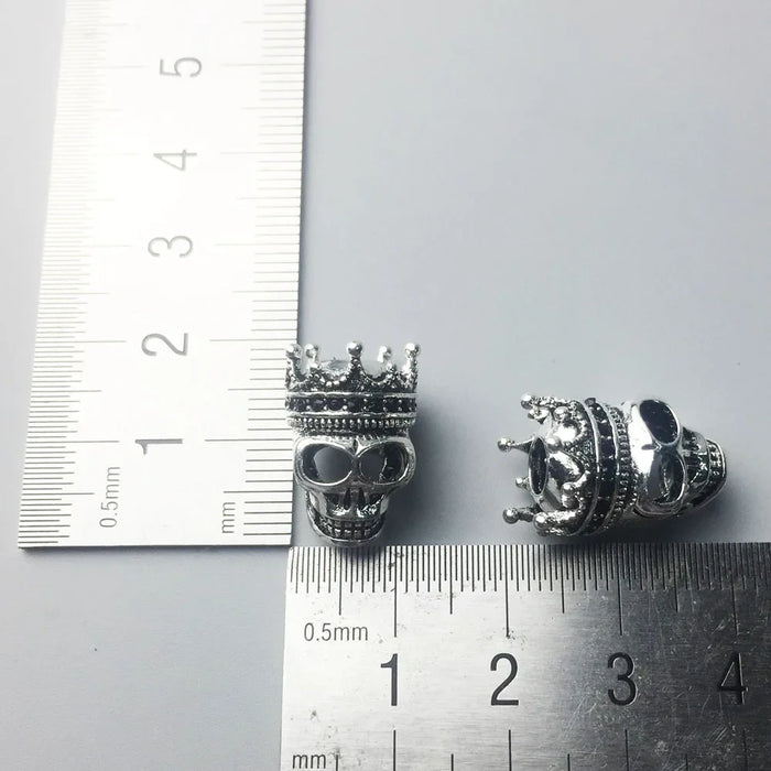 925 Sterling Silver Skull King Karma Beads Bracelet Chain Fits Pendants & Charms For Men & Women