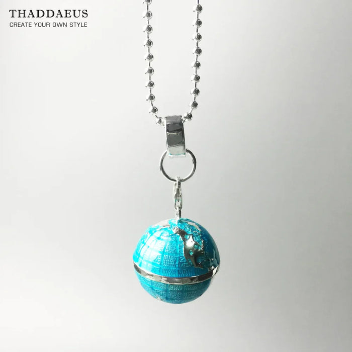 925 Sterling Silver Globe Pendant Necklace Fashion Jewelry For Men And Women
