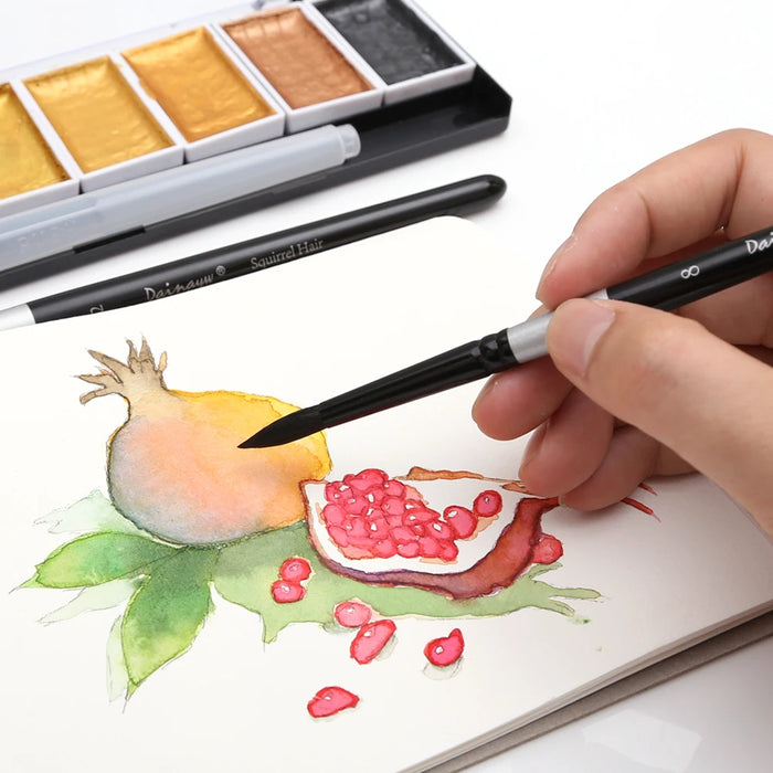 4Pcs Round Squirrel Hair Art Brushes For Watercolour Gouache