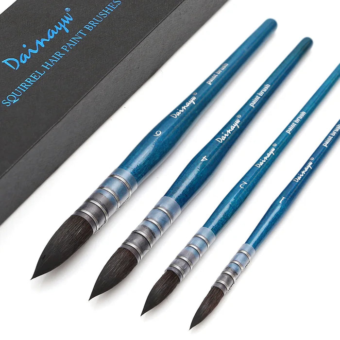 4 Piece Squirrel & Horse Hair Watercolour Brush Set