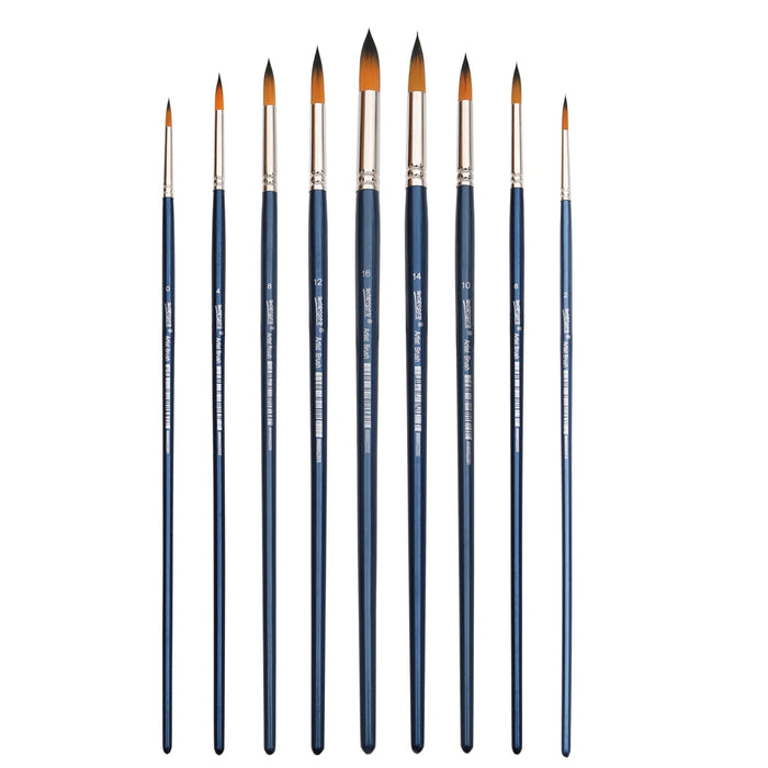 9 Piece Synthetic Nylon Art Brush Set For Acrylic Watercolour And Oil Painting