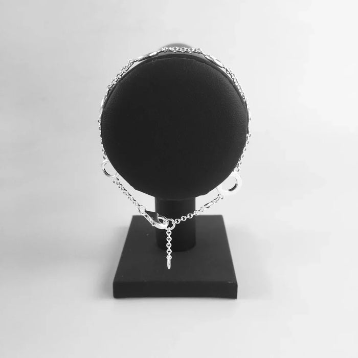 925 Sterling Silver Basic Charm Bracelet With Round Eyelets European Style For Women