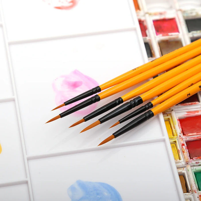 6 Piece Detail Paint Brush Set For Acrylic Watercolour Oil Models And Nails