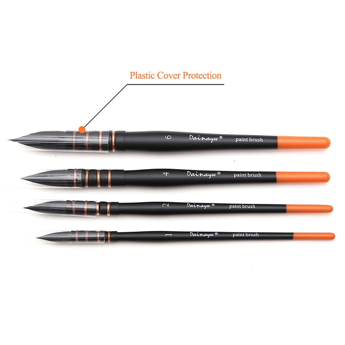 4 Piece Squirrel & Horse Hair Watercolour Brush Set