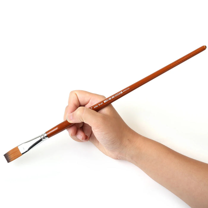 13Pc Long Handle Flat Brushes For Acrylic Oil Watercolour