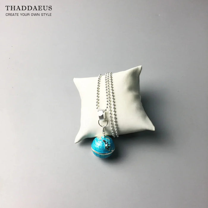 925 Sterling Silver Globe Pendant Necklace Fashion Jewelry For Men And Women