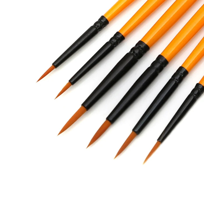 6 Piece Detail Paint Brush Set For Acrylic Watercolour Oil Models And Nails
