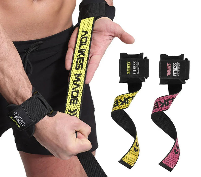 Pair of Weightlifting Grip Straps Dumbbell Hand Grips For Barbell Pull Up