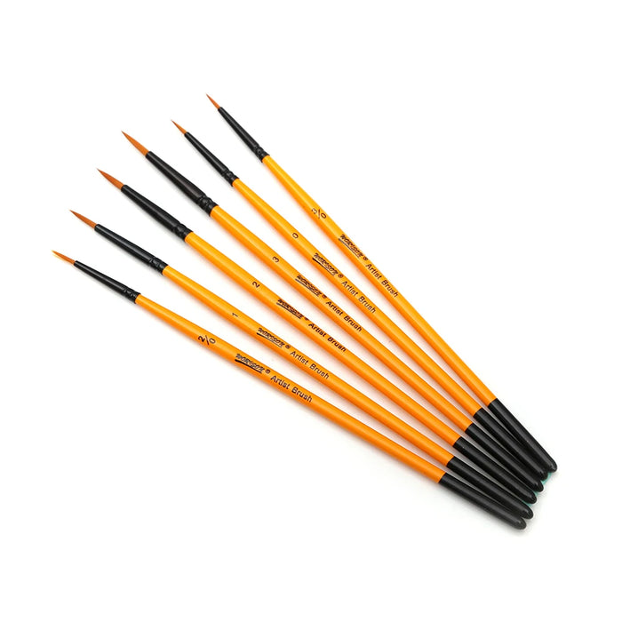 6 Piece Detail Paint Brush Set For Acrylic Watercolour Oil Models And Nails
