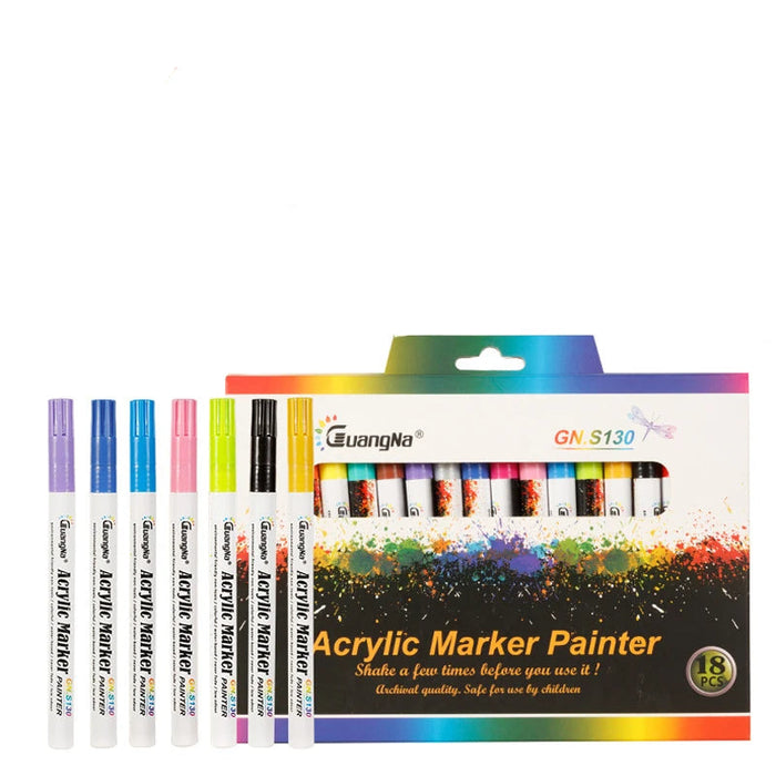 12 / 18 Colour 0.7Mm Acrylic Paint Marker For Art On Various Surfaces