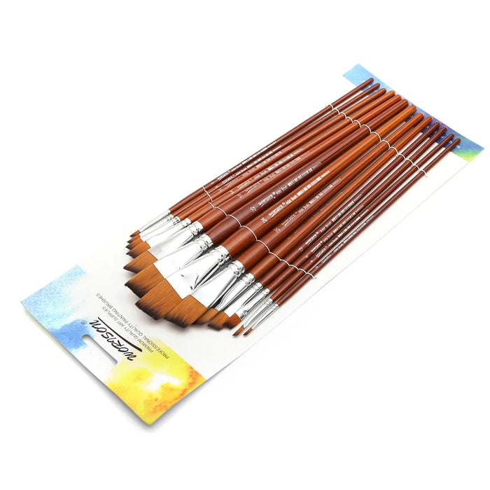 13Pc Angled Paintbrush Set For Watercolour Oil Acrylic