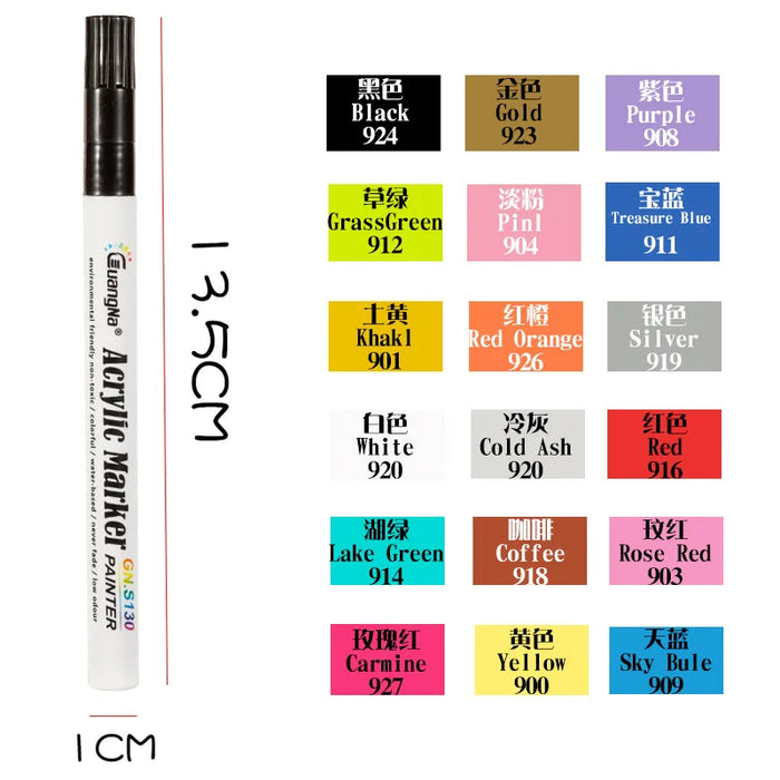 12 / 18 Colour 0.7Mm Acrylic Paint Marker For Art On Various Surfaces