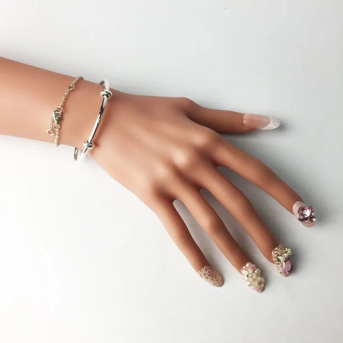 925 Sterling Silver Bracelet Bangle For Women & Men Fashion Karma Jewelry Bead & Charm Carrier