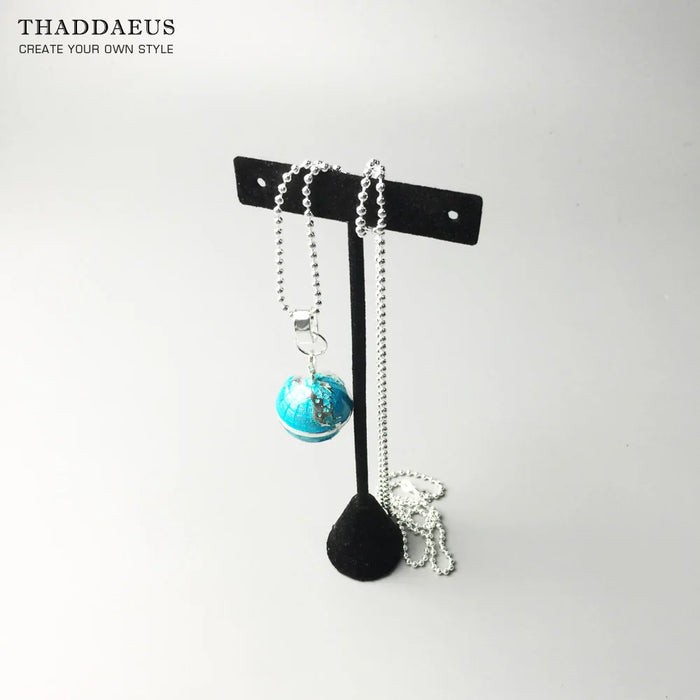 925 Sterling Silver Globe Pendant Necklace Fashion Jewelry For Men And Women