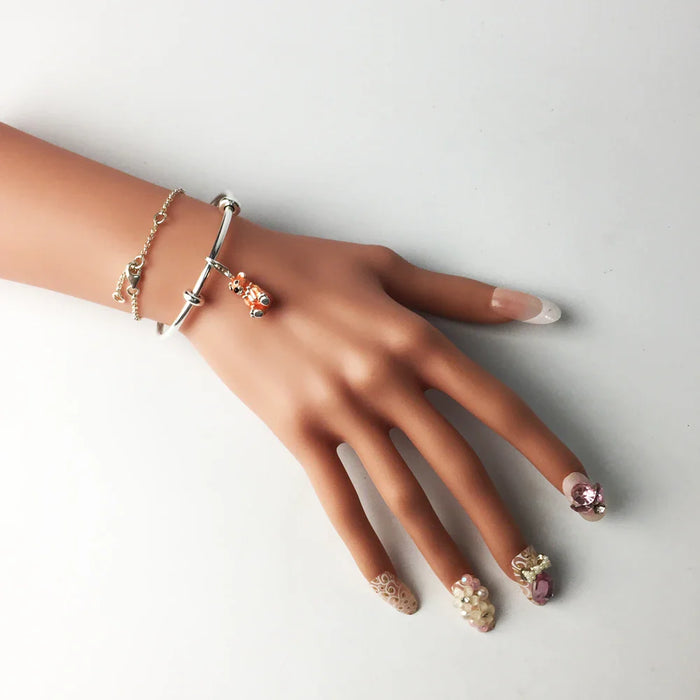 925 Sterling Silver Bracelet Bangle For Women & Men Fashion Karma Jewelry Bead & Charm Carrier