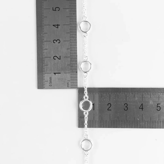 925 Sterling Silver Basic Charm Bracelet With Round Eyelets European Style For Women