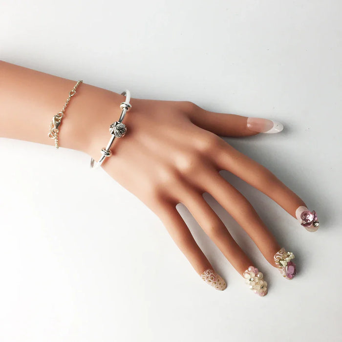 925 Sterling Silver Bracelet Bangle For Women & Men Fashion Karma Jewelry Bead & Charm Carrier