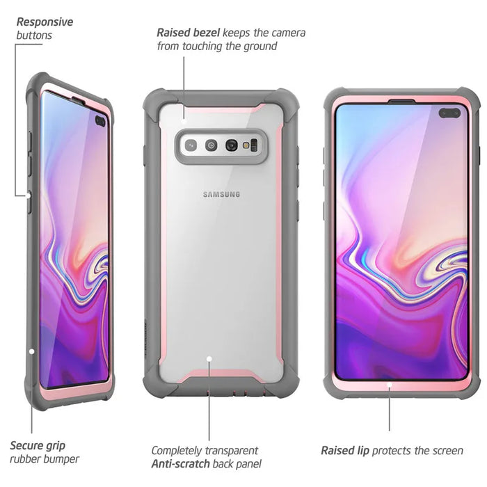 For Samsung Galaxy S10 Plus 6.4 Inch Ares Full-Body Rugged Clear Bumper Case Without Built-In Screen Protector