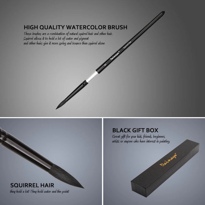 4Pcs Round Squirrel Hair Art Brushes For Watercolour Gouache