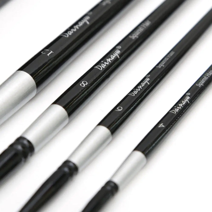 4Pcs Round Squirrel Hair Art Brushes For Watercolour Gouache