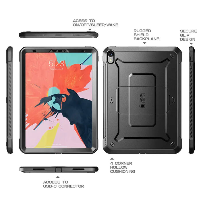 For Ipad Pro 11 Inch Case Full Body Rugged Cover With Built-In Screen Protector & Kickstand