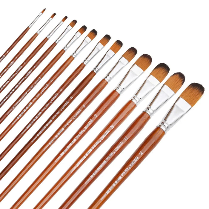13Pc Filbert Brushes For Watercolour Oil Acrylic