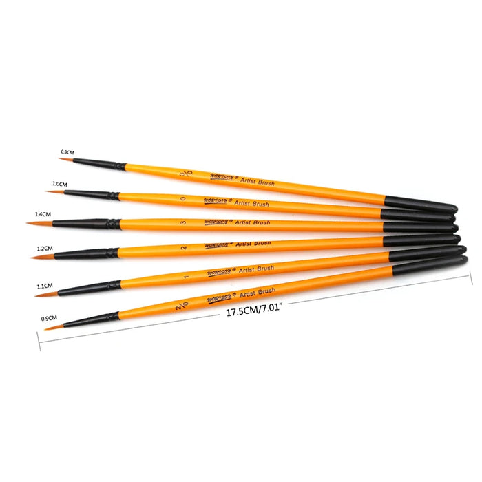 6 Piece Detail Paint Brush Set For Acrylic Watercolour Oil Models And Nails