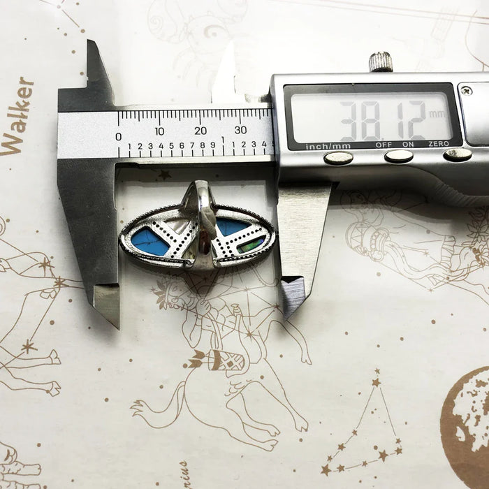 925 Sterling Silver Autumn Mystical Turquoise Ring Lucky Statement Jewelry For Women