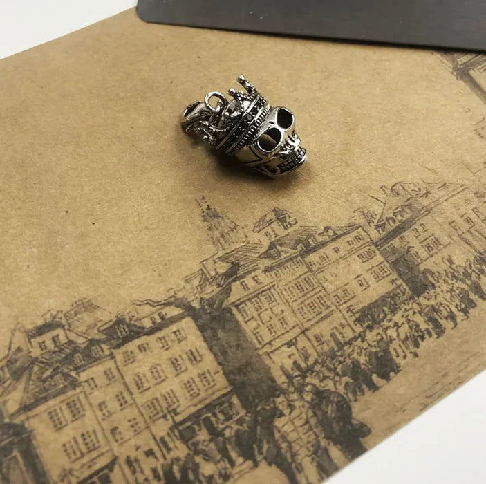 925 Sterling Silver Rock'N'Roll Skull King Necklace Charm For Men And Women
