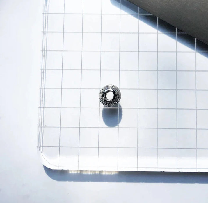 925 Sterling Silver White Pave Cz Beads Europe Jewelry Gift