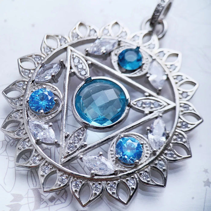 925 Sterling Silver Blue Throat Chakra Pendant Fashion Jewelry For Women