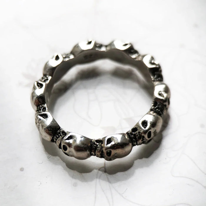 925 Sterling Silver Rebel Street Skulls Band Ring