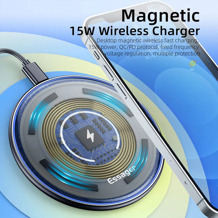 15W Qi Magnetic Wireless Charger For Iphone 12 11 Pro Xs Max X Induction Fast Wireless Charging Pad For Samsung Xiaomi
