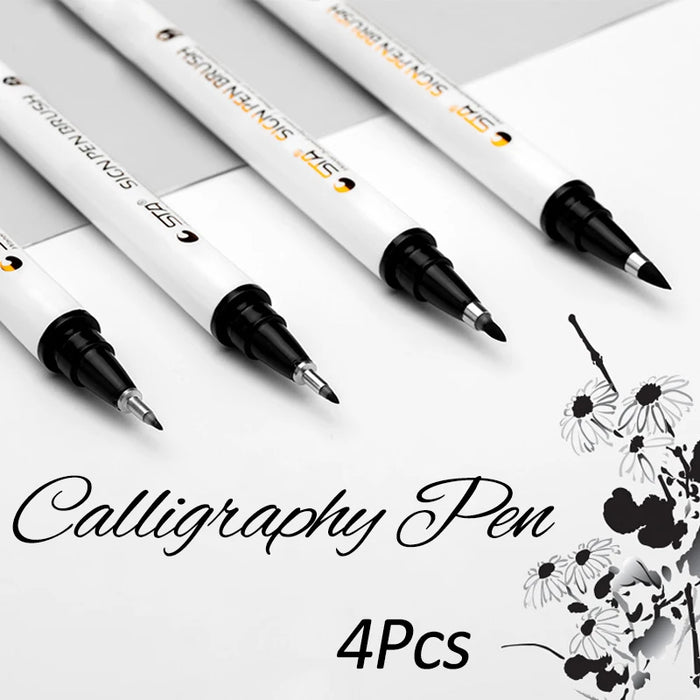 4 Pcs Japanese Calligraphy Brush Pens For Writing & Drawing