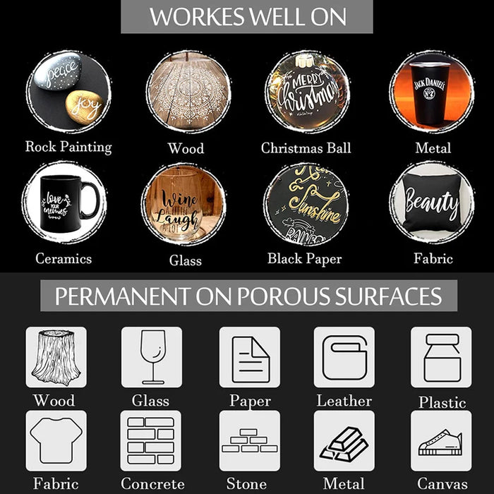 8 Pack White Paint Pens For Wood Plastic Metal Canvas